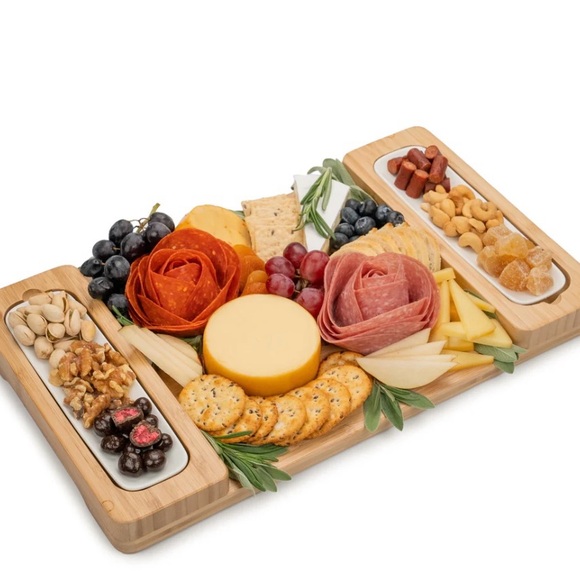Grebest Durable Wooden
Appetizer Tray with glass oblong plates - Picture 1 of 4